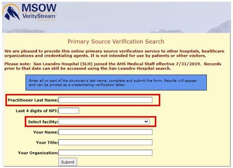 MSOW Verification